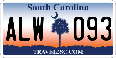 SC license plate ALW093