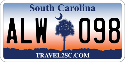 SC license plate ALW098