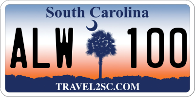 SC license plate ALW100