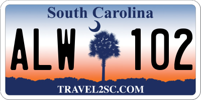 SC license plate ALW102