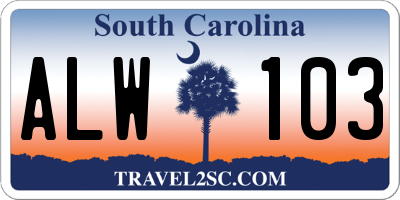 SC license plate ALW103