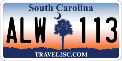 SC license plate ALW113