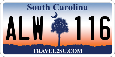 SC license plate ALW116