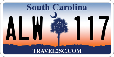 SC license plate ALW117