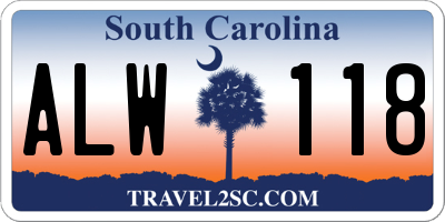 SC license plate ALW118