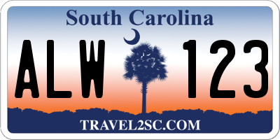 SC license plate ALW123