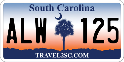 SC license plate ALW125
