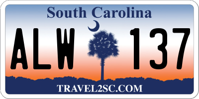 SC license plate ALW137