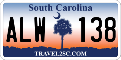SC license plate ALW138