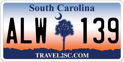 SC license plate ALW139