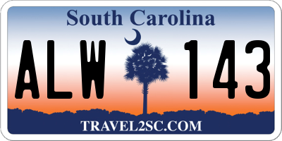 SC license plate ALW143