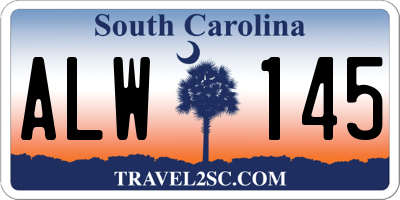 SC license plate ALW145