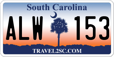SC license plate ALW153