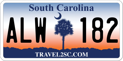 SC license plate ALW182
