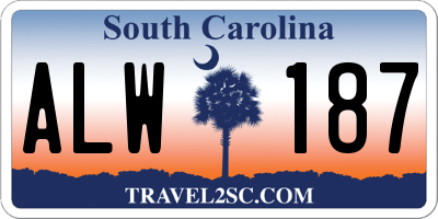 SC license plate ALW187