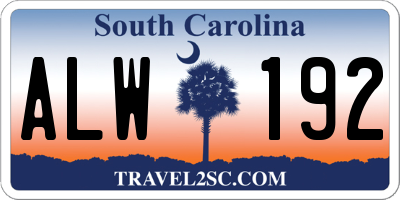 SC license plate ALW192