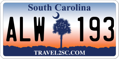 SC license plate ALW193
