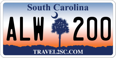 SC license plate ALW200