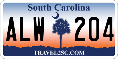SC license plate ALW204