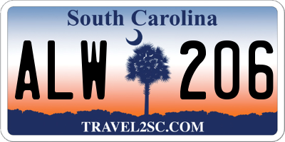 SC license plate ALW206