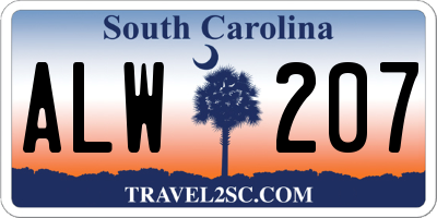 SC license plate ALW207