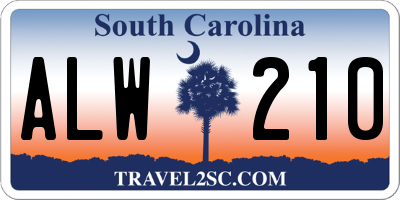 SC license plate ALW210