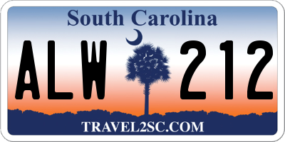 SC license plate ALW212