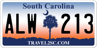 SC license plate ALW213