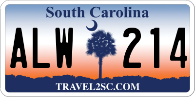 SC license plate ALW214