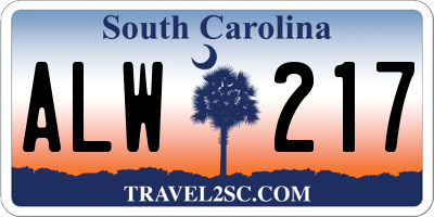 SC license plate ALW217