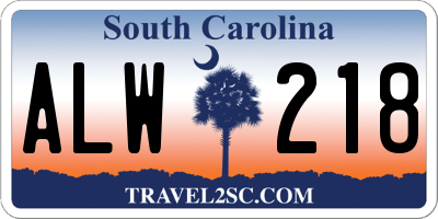 SC license plate ALW218