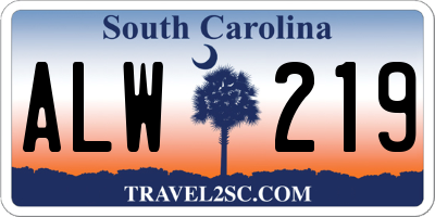 SC license plate ALW219