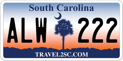SC license plate ALW222