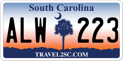 SC license plate ALW223