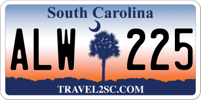 SC license plate ALW225