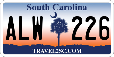 SC license plate ALW226
