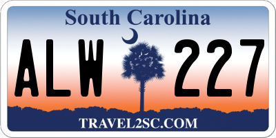SC license plate ALW227