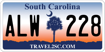 SC license plate ALW228
