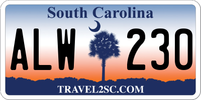 SC license plate ALW230