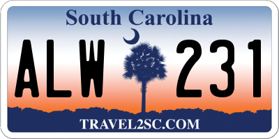 SC license plate ALW231