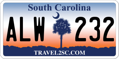 SC license plate ALW232