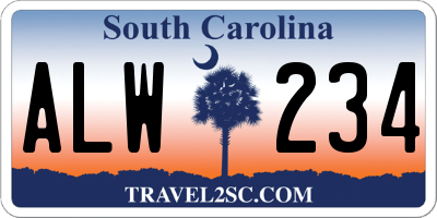 SC license plate ALW234
