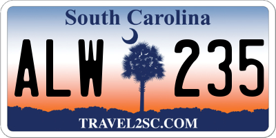 SC license plate ALW235