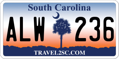 SC license plate ALW236