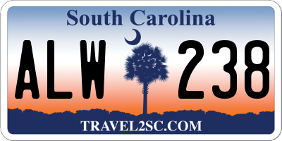 SC license plate ALW238