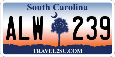 SC license plate ALW239
