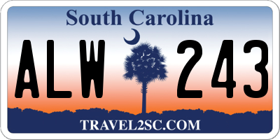SC license plate ALW243