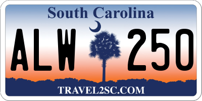 SC license plate ALW250