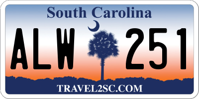 SC license plate ALW251