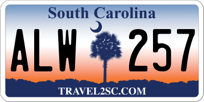 SC license plate ALW257